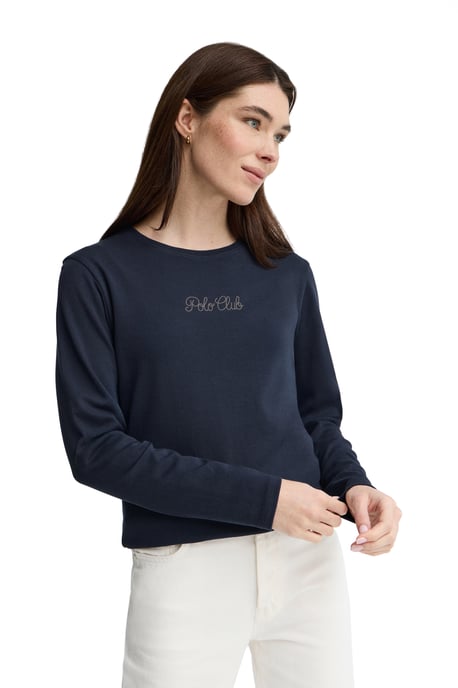 Marineblauw T-shirt met lange mouwen en glinsterend Polo Club-detail - Image 2