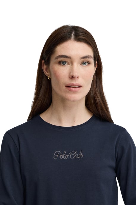Marineblauw T-shirt met lange mouwen en glinsterend Polo Club-detail - Image 4