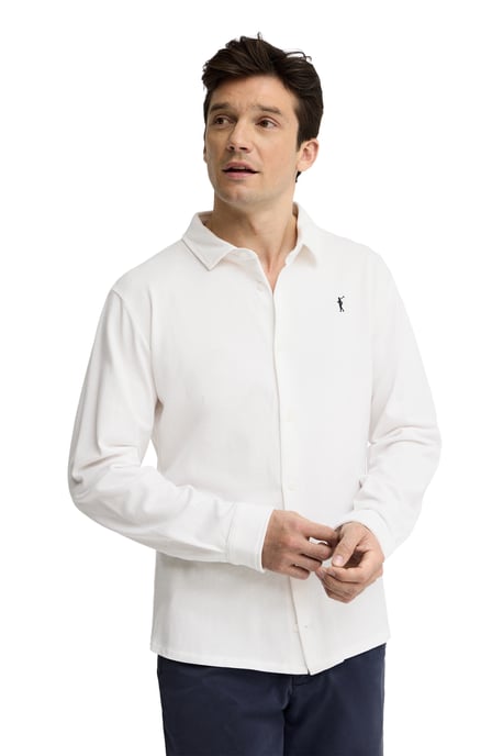 Witte polo met doorlopende knopen en geborduurd Rigby Go-logo - Image 2