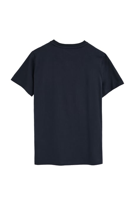 Marineblauw T-shirt met een borstzakje en Rigby Go-logo - Image 2