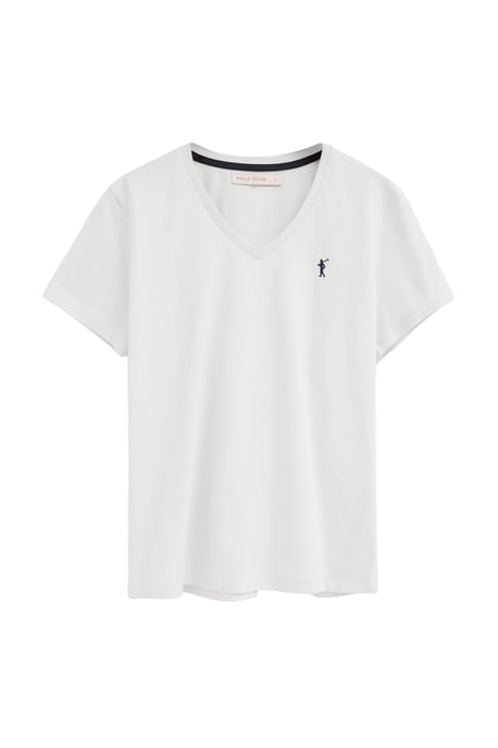 Pack van twee T-shirts voor dames in zwart en wit met korte mouwen, V-hals en geborduurd Rigby Go-logo - Image 2