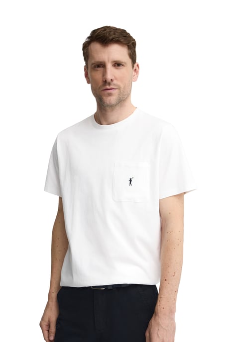 Wit T-shirt met een borstzakje en Rigby Go-logo - Image 2