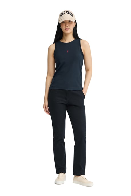 Marineblauw T-shirt zonder mouwen met slim fit en geborduurd Rigby Go-logo - Image 3