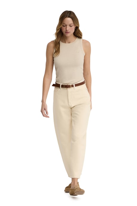 Beige T-shirt zonder mouwen van ribstof met Polo Club-logo - Image 3
