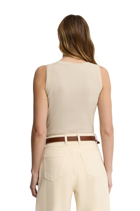 Beige T-shirt zonder mouwen van ribstof met Polo Club-logo - Image 4