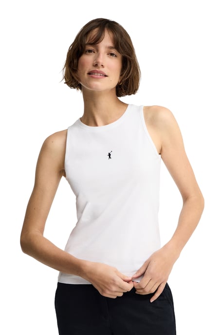 Wit T-shirt zonder mouwen met slim fit en geborduurd Rigby Go-logo - Image 2