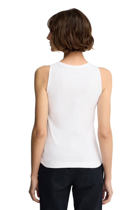 Wit T-shirt zonder mouwen met slim fit en geborduurd Rigby Go-logo - Image 4