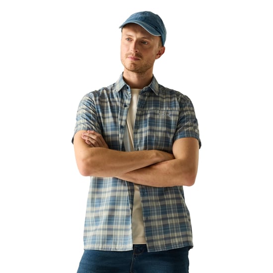 Regatta Heren Geruit Insectenwerend Reisshirt met Korte Mouwen (China Blauw) - Image 4