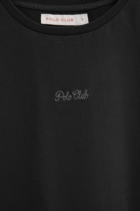 Zwart T-shirt met korte mouwen, regular fit en geborduurd Polo Club-logo - Image 3