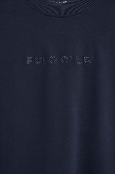 Marineblauw T-shirt met loose fit en geborduurd Polo Club-logo - Image 3