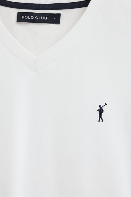 Wit T-shirt met V-hals en Rigby Go-logo - Image 3