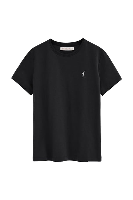 Pack van twee T-shirts voor dames in zwart en wit met korte mouwen, ronde hals en geborduurd Rigby Go-logo - Image 3