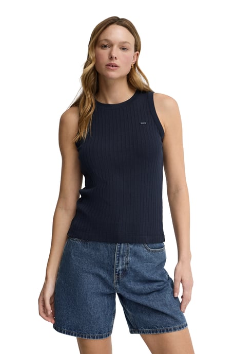 Marineblauw T-shirt zonder mouwen van ribstof met Polo Club-logo - Image 2