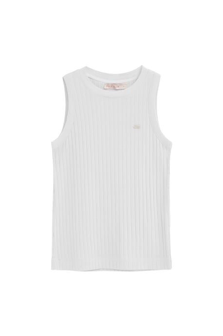 Wit T-shirt zonder mouwen van ribstof met Polo Club-logo - Image 1
