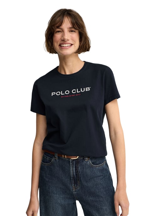 Marineblauw T-shirt slim fit met geborduurd Established 2012 Polo Club - Image 1