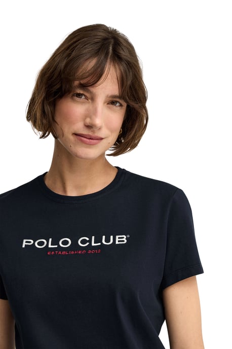Marineblauw T-shirt slim fit met geborduurd Established 2012 Polo Club - Image 3