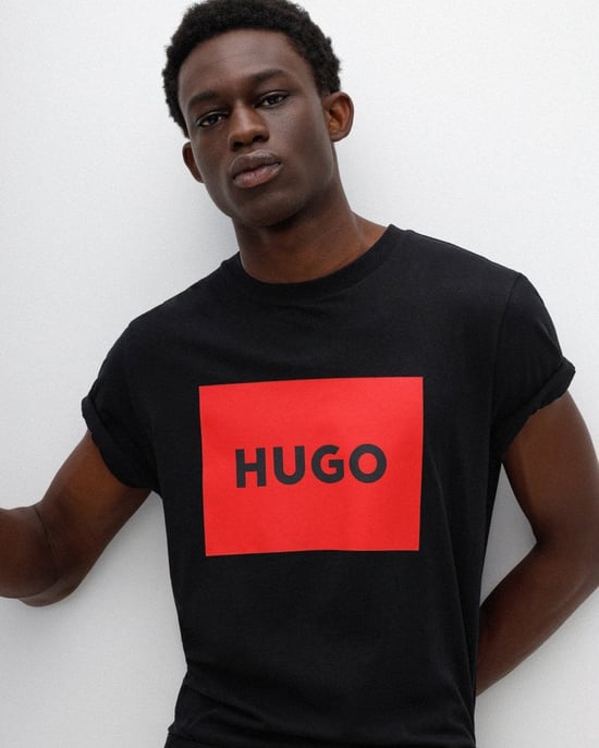 Dulive222 Short Sleeve Crew Neck T-Shirt Logo Detail in Black Regular Fit T-shirt - Image 3