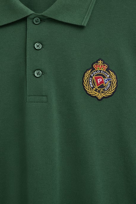 Donkergroene polo met regular fit en een nautisch Polo Club-patch - Image 3
