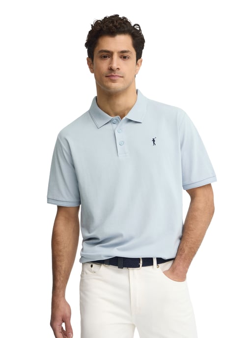 Lichtblauwe polo met korte mouwen en geborduurd Rigby Go-logo - Image 2