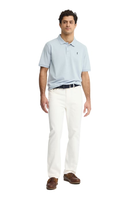 Lichtblauwe polo met korte mouwen en geborduurd Rigby Go-logo - Image 3