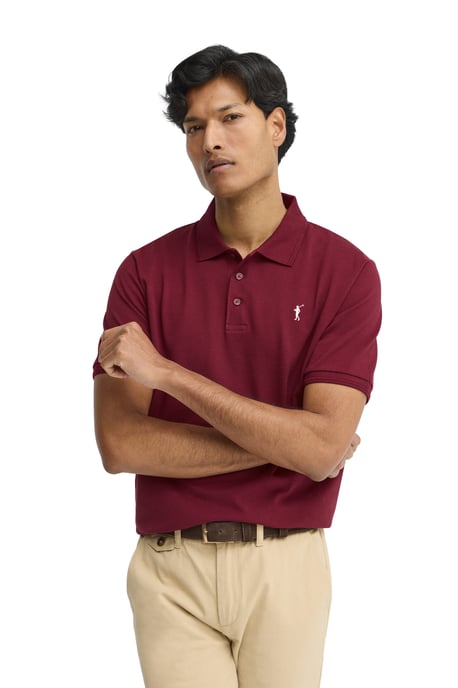 Bordeauxrode polo met korte mouwen en geborduurd Rigby Go-logo - Image 2