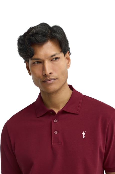 Bordeauxrode polo met korte mouwen en geborduurd Rigby Go-logo - Image 4