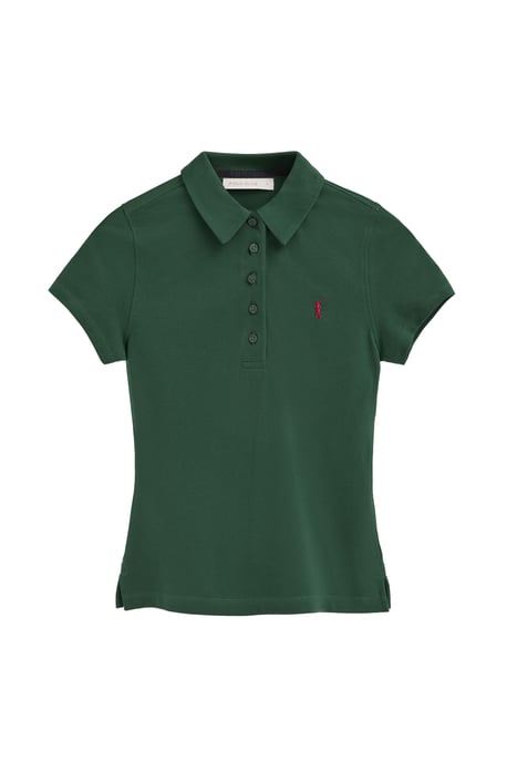 Donkergroene polo met korte mouwen, slim fit en geborduurd Rigby Go-logo - Image 1