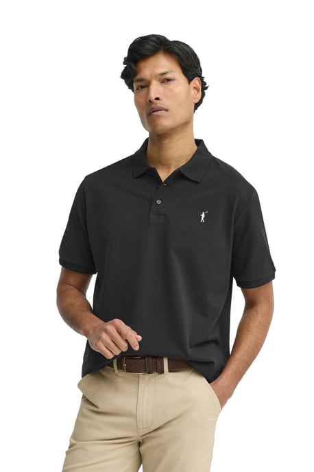 Zwarte polo met korte mouwen en geborduurd Rigby Go-logo - Image 2