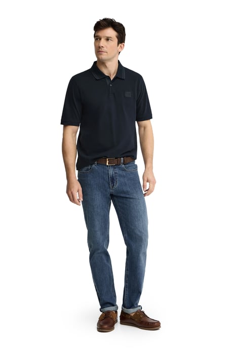 Marineblauwe polo met korte mouwen en Polo Club-patch - Image 3