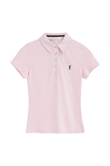 Roze polo met korte mouwen, slim fit en geborduurd Rigby Go-logo - Image 1