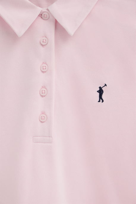 Roze polo met korte mouwen, slim fit en geborduurd Rigby Go-logo - Image 3