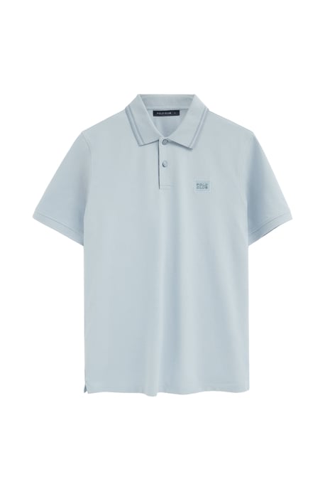 Lichtblauwe polo met korte mouwen en Polo Club-patch - Image 1