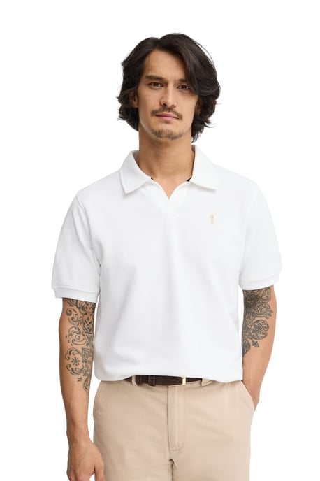 Witte polo met een subtiele microstructuur en geborduurd Rigby Go-logo - Image 2