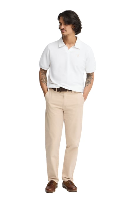 Witte polo met een subtiele microstructuur en geborduurd Rigby Go-logo - Image 3