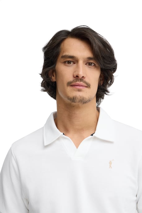 Witte polo met een subtiele microstructuur en geborduurd Rigby Go-logo - Image 4