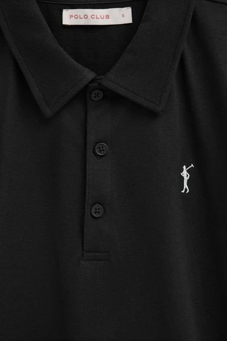 Zwarte polo van jersey-stof met geborduurd Rigby Go-logo - Image 3