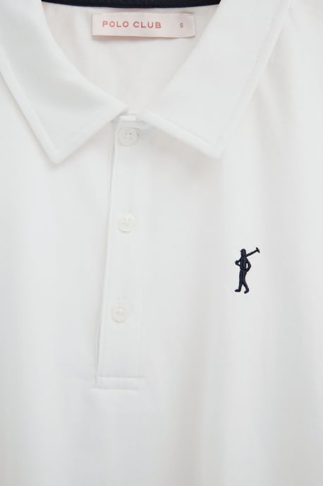 Witte polo van jersey-stof met geborduurd Rigby Go-logo - Image 3