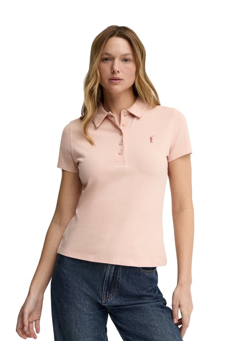 Poederroze polo met korte mouwen, slim fit en geborduurd Rigby Go-logo - Image 2