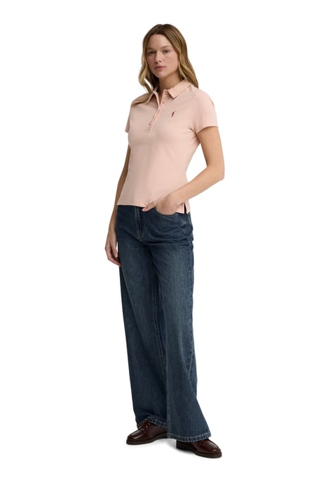 Poederroze polo met korte mouwen, slim fit en geborduurd Rigby Go-logo - Image 3