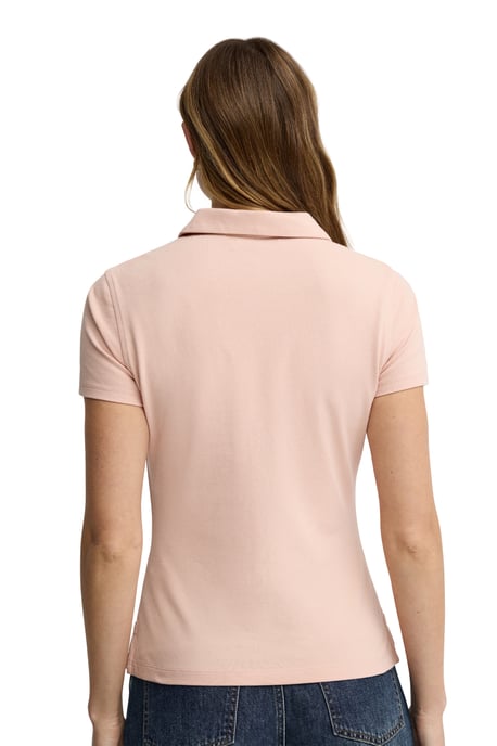 Poederroze polo met korte mouwen, slim fit en geborduurd Rigby Go-logo - Image 4