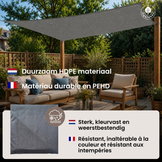 4gardenz Schaduwdoek waterdoorlatend rechthoek 3x4 mtr - - Image 2