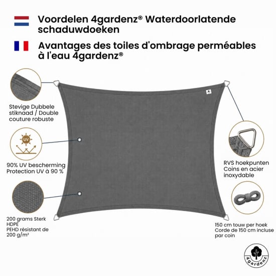 4gardenz Schaduwdoek waterdoorlatend rechthoek 4x5 mtr - - Image 5