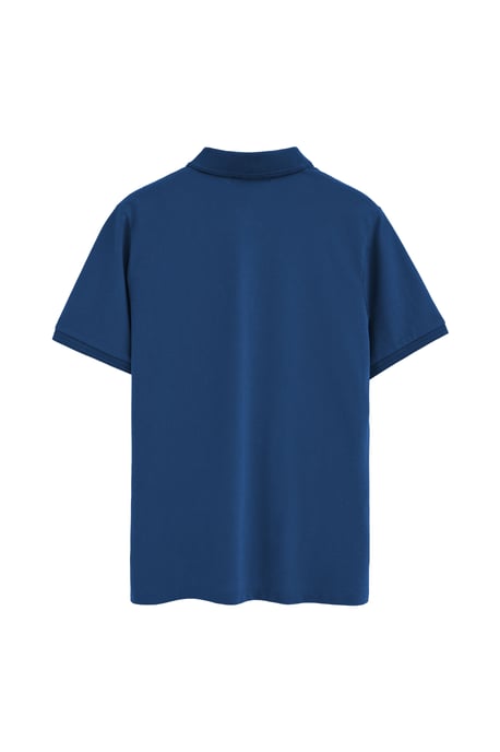Indigo-blue short-sleeve polo shirt with Rigby Go embroidered logo - Image 2