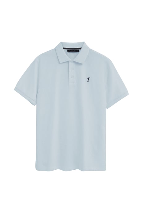 Pack van drie herenpolo's in lichtblauw, marineblauw en wit met korte mouwen en geborduurd Rigby Go-logo - Image 3