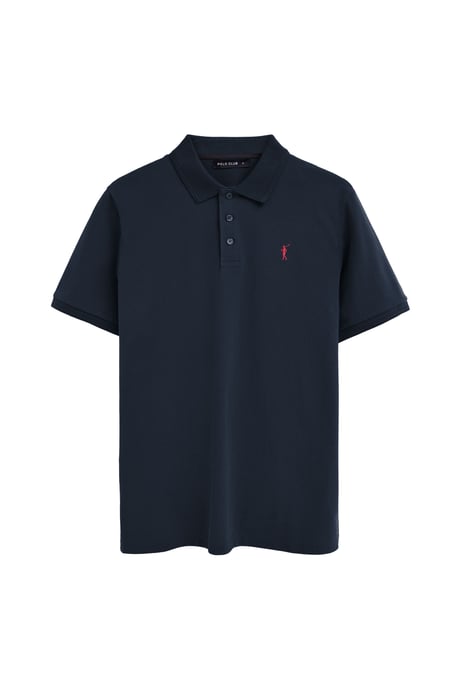 Pack van drie herenpolo's in lichtblauw, marineblauw en wit met korte mouwen en geborduurd Rigby Go-logo - Image 4