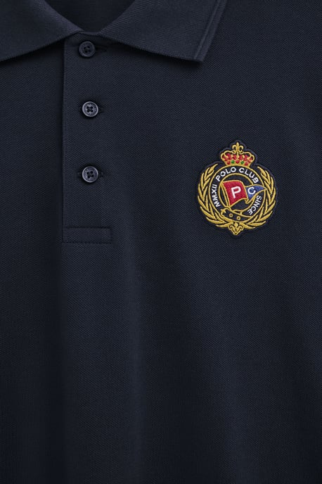 Marineblauwe polo met regular fit en een nautisch Polo Club-patch - Image 3