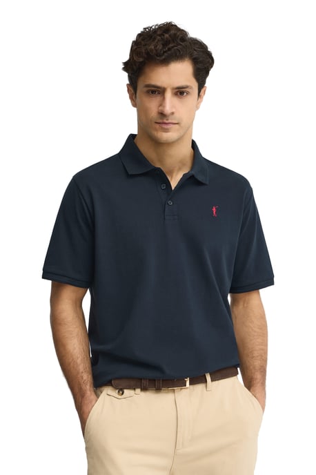 Marineblauwe polo met korte mouwen en geborduurd Rigby Go-logo - Image 2