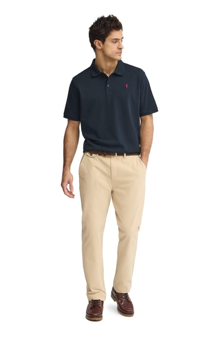 Marineblauwe polo met korte mouwen en geborduurd Rigby Go-logo - Image 3
