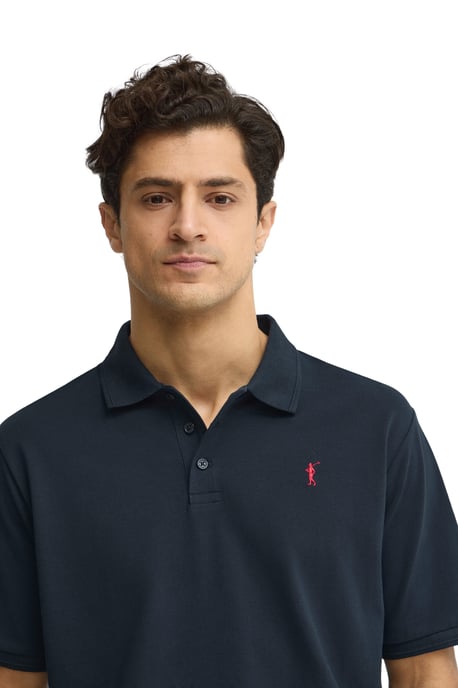 Marineblauwe polo met korte mouwen en geborduurd Rigby Go-logo - Image 4