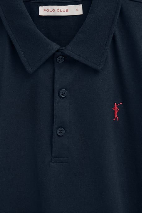 Marineblauwe polo van jersey-stof met geborduurd Rigby Go-logo - Image 3